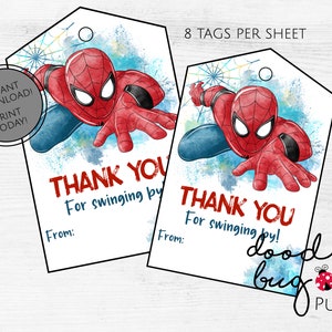 Homem-Aranha - Etiqueta de bagagem de agradecimento - Download instantâneo