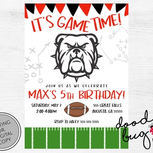 UGA Football Birthday Invitation - Digital Copy or Prints