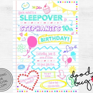 Invitation d’anniversaire pour une soirée pyjama entre préadolescents - Numérique ou imprimés