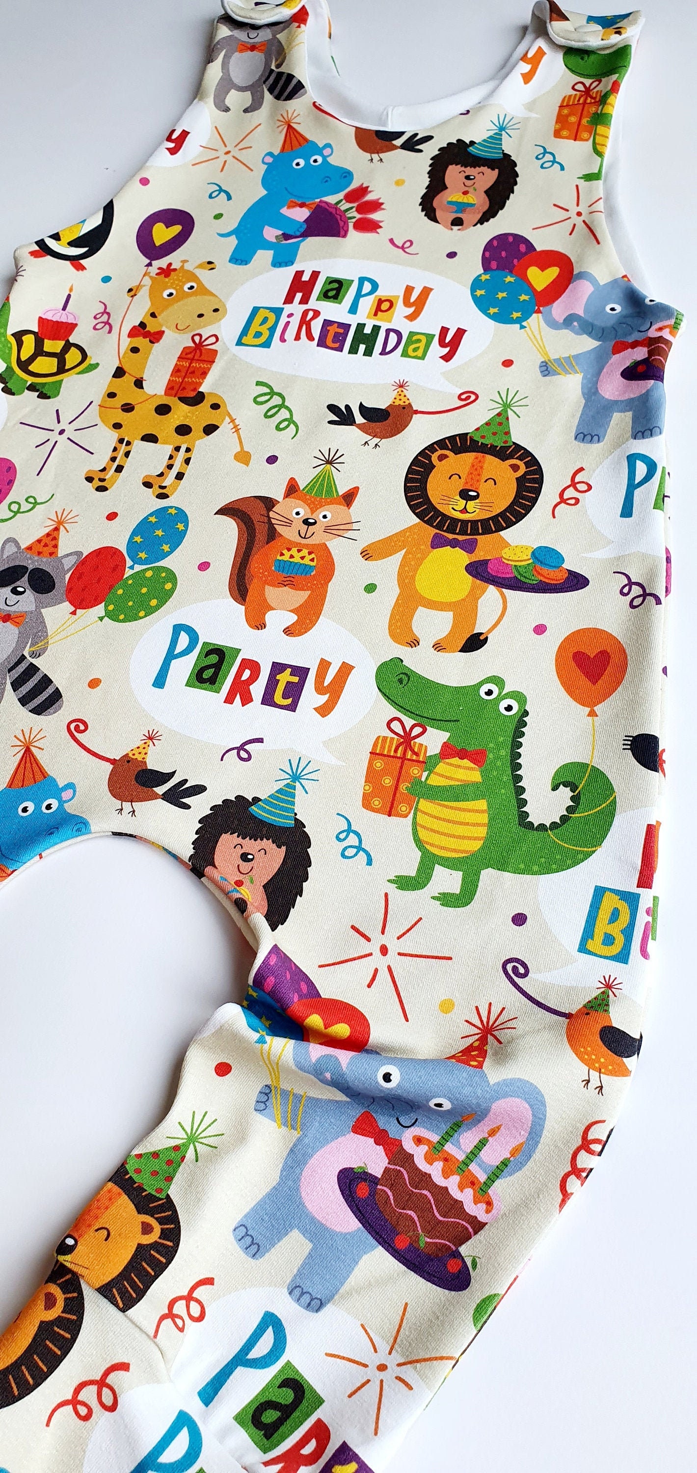 LONG Childrens Happy Birthday Romper Cotton Jersey Cuffed Etsy UK