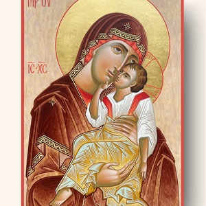 Virgin Mary/ Virgin Theotokos/Mother of God/ Eleusa/ Byzantine icon/ Handpainted icon