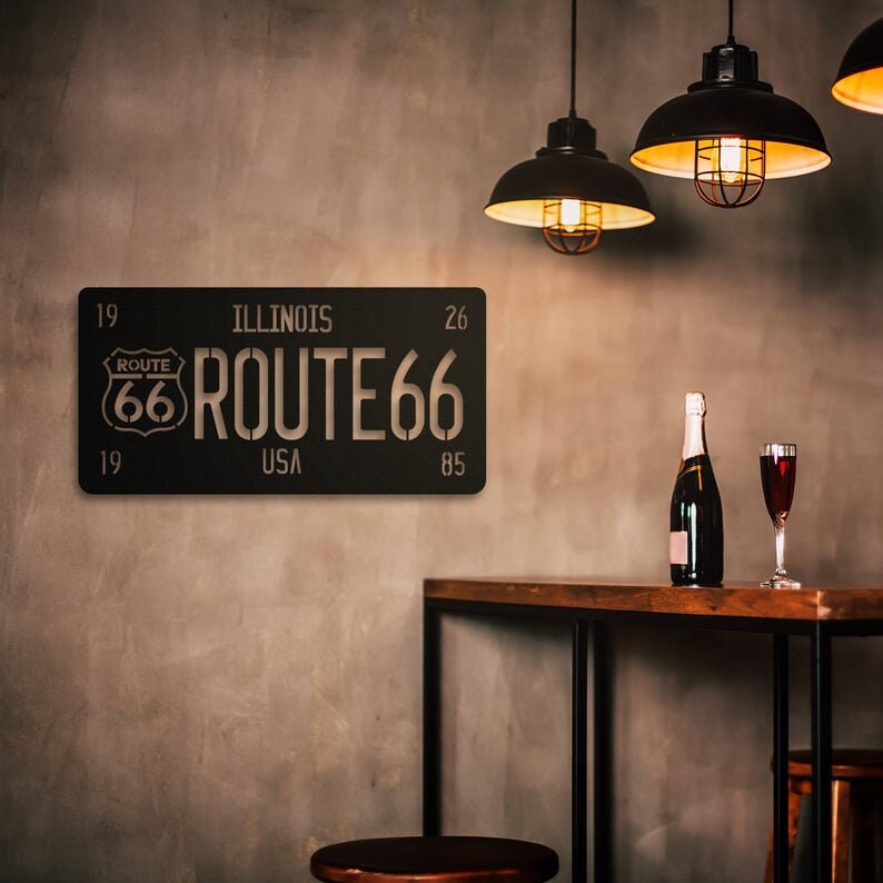 Metal Wall Decor Route66 Metal Wall Art Housewarming Gift Metal Wall Art Metal Wall Decor Wall Decor Interior Home Decor