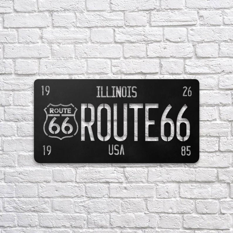 Metal Wall Decor Route66 Metal Wall Art Housewarming Gift Metal Wall Art Metal Wall Decor Wall Decor Interior Home Decor