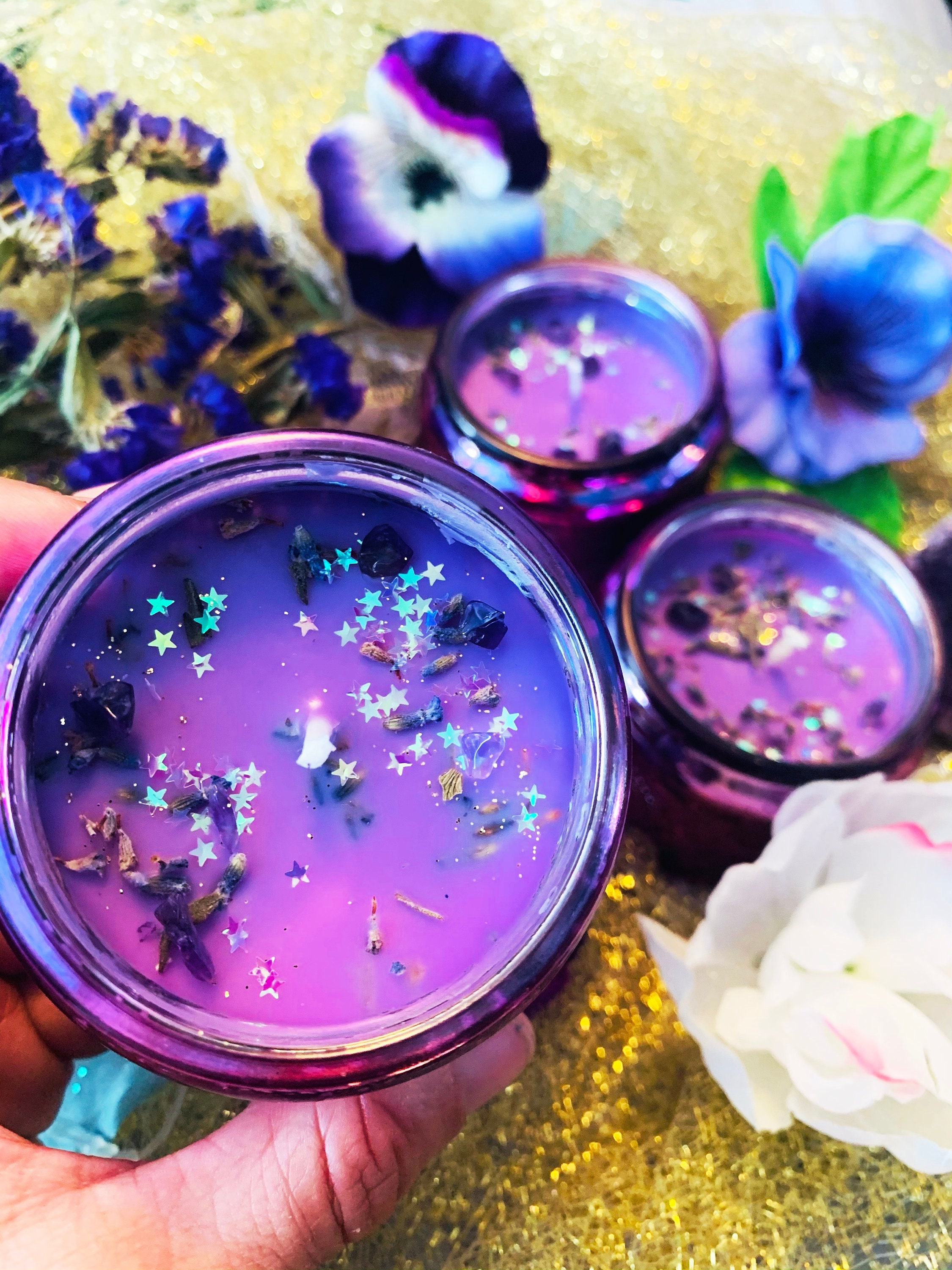 Lavendel und Amethyst Kristall Ruhe lila Absicht Ritual Kerze Etsy