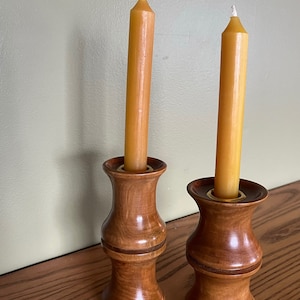 Cherry Wood 4-5 Inch Candle Stick Duo