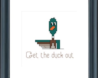 Get the duck out animal easy funny cross stitch pattern