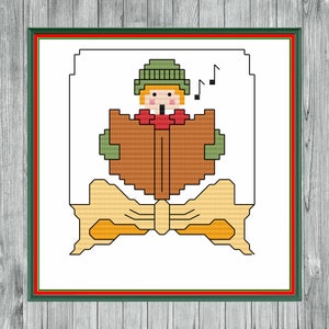 Christmas choir boy music small beginner cross stich pattern