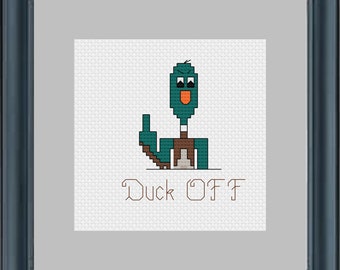 Duck off duck animal funny easy cross stitch