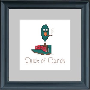 Baralho Pato de Cartas Engraçado Padrão de Ponto Cruz Fácil