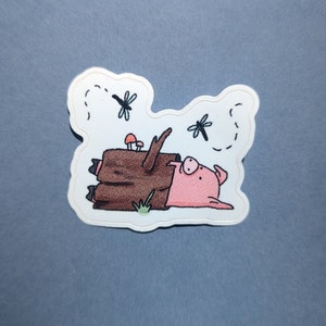Pig in a Log Sticker