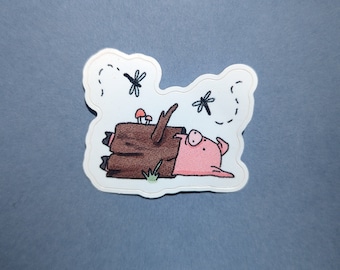 Pig in a Log Sticker