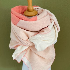 Women's muslin scarf, women's neck scarf, muslin scarf, women's muslin scarf multicolored, gift for girlfriend, organic cotton apricot sorbet scarf