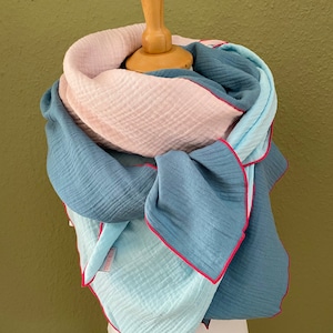 Women's muslin scarf, women's neck scarf, muslin scarf, women's muslin scarf multicolored, gift for girlfriend, organic cotton blue hour