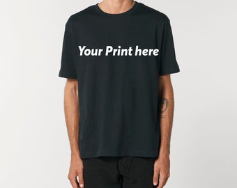Biologisch katoen zwart T-shirt met uw bedrukte ontwerp