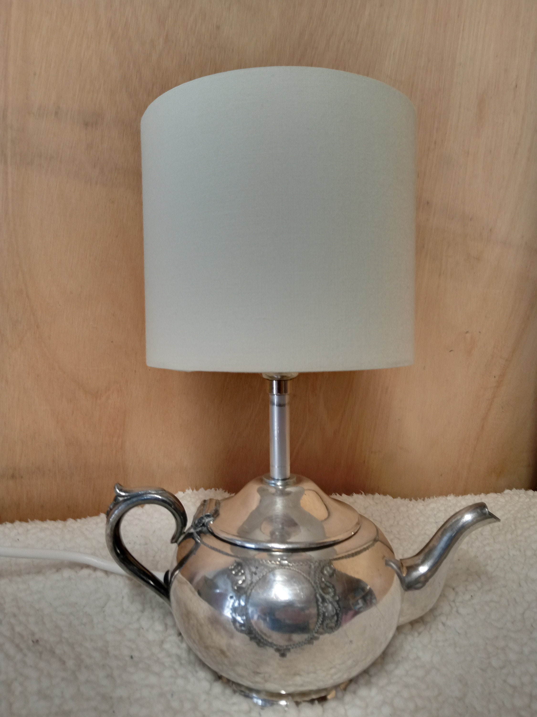 Vintage Silver Plated Teapot Table Lamp Etsy