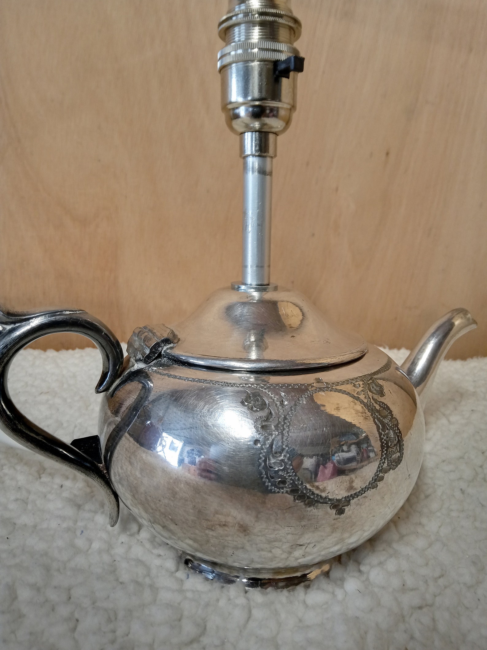 Vintage Silver Plated Teapot Table Lamp Etsy