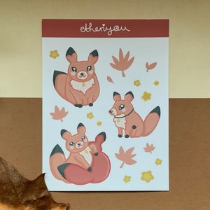 Süße Füchse Stickersheet, Matt Vinyl Aufkleber, Laptop-Aufkleber, Scrapbook Aufkleber, Geschenk