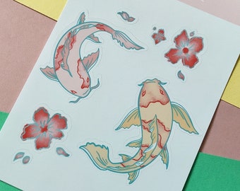 Koi Fish Stickersheet, Matt, Laptop-Aufkleber, Scrapbook Aufkleber, Süße japanische Sticker Geschenk