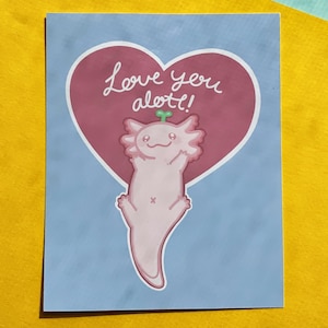 Niedlicher Axolotl Love You Alotl Karte, Greeting Card matt, Postkarte, Brief Geschenk