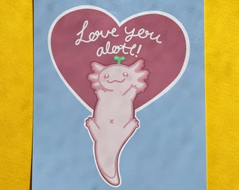 Cute Axolotl Love You Alotl Matt Greeting Card