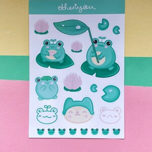 Süße Frosch Aufkleber, Froggy Matt Stickersheet, Laptop-Aufkleber, Scrapbook Aufkleber, Geschenk