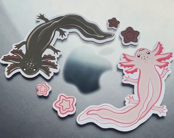 Yin Yang Axolotl Stickers, Matte Paper, Laptop Decals