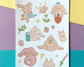 Cute Spring Bunnys Sticker Sheet, Vinyl Aufkleber, Geschenk, Laptop-Aufkleber, Macbook Aufkleber, Scrapbook Aufkleber, Süße Aufkleber