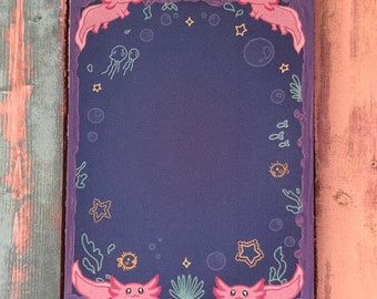 Süße Meeres Axolotl Quadratisches Notepad, Notizblock, Geschenk, To Do List, Journal, Daily, Notes