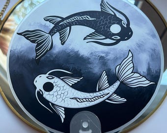 Handfächer Koi Fische , PVC Wasserfest