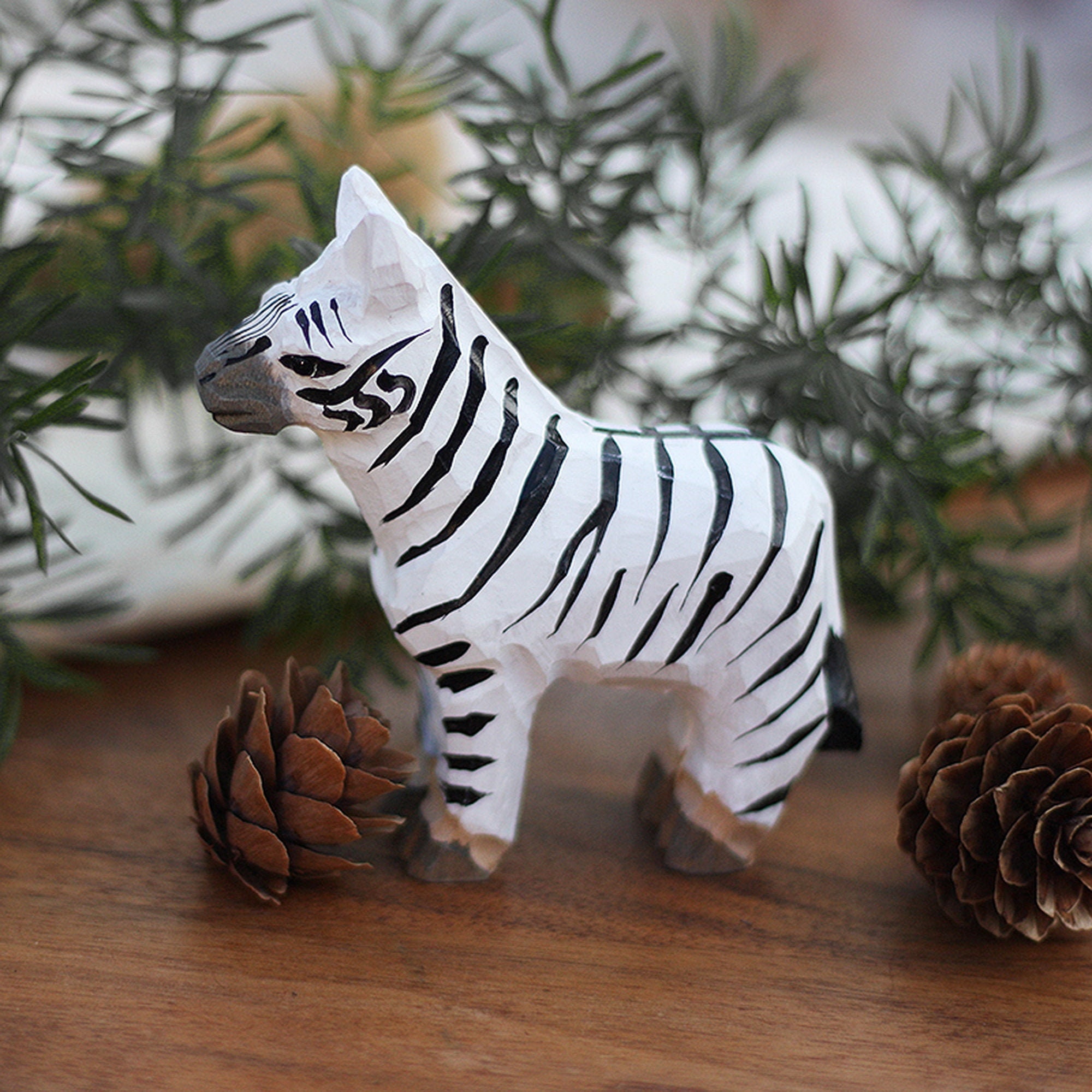 Zebra Ornaments Handmade Painted Wooden Carved Wood Etsy UK