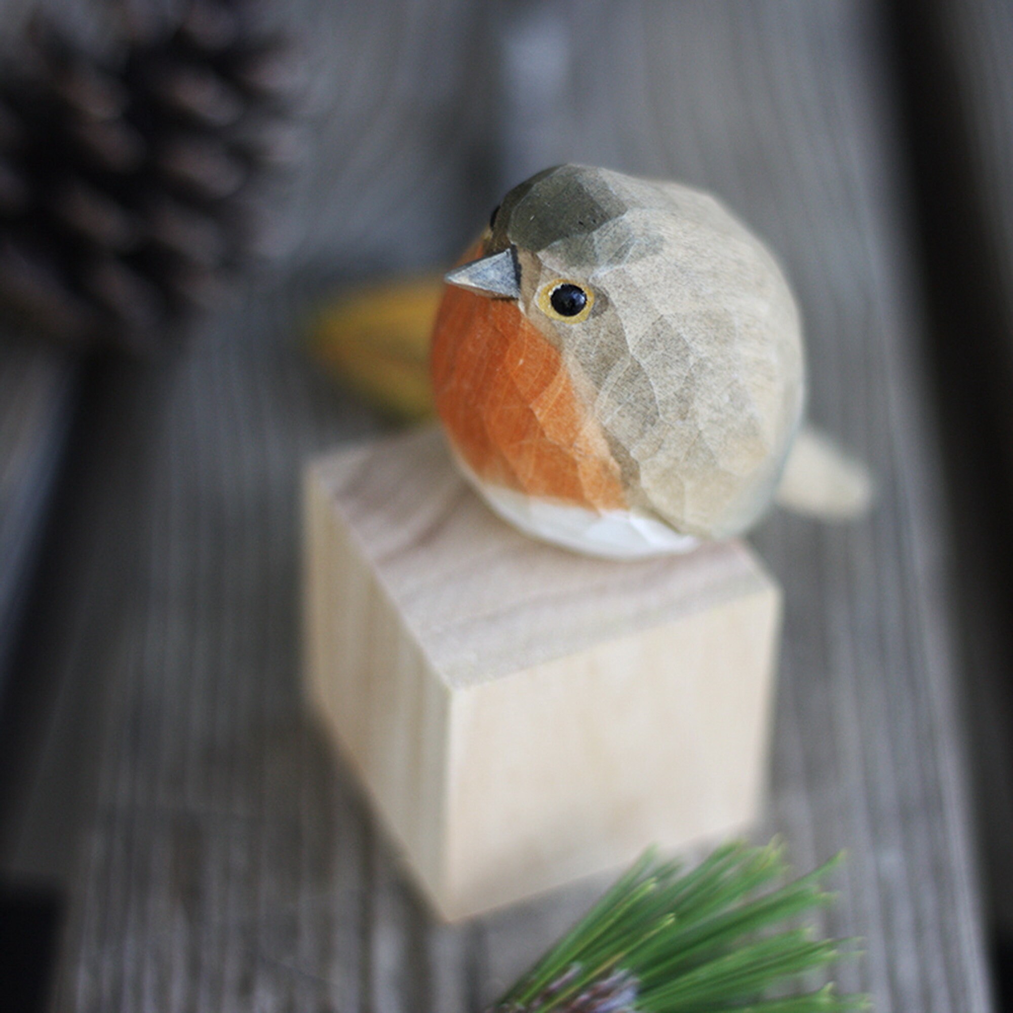 Handmade Robin Ornaments Painted Wooden Carved Wood Etsy