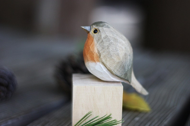 Handmade Robin Ornaments Painted Wooden Carved Wood Etsy