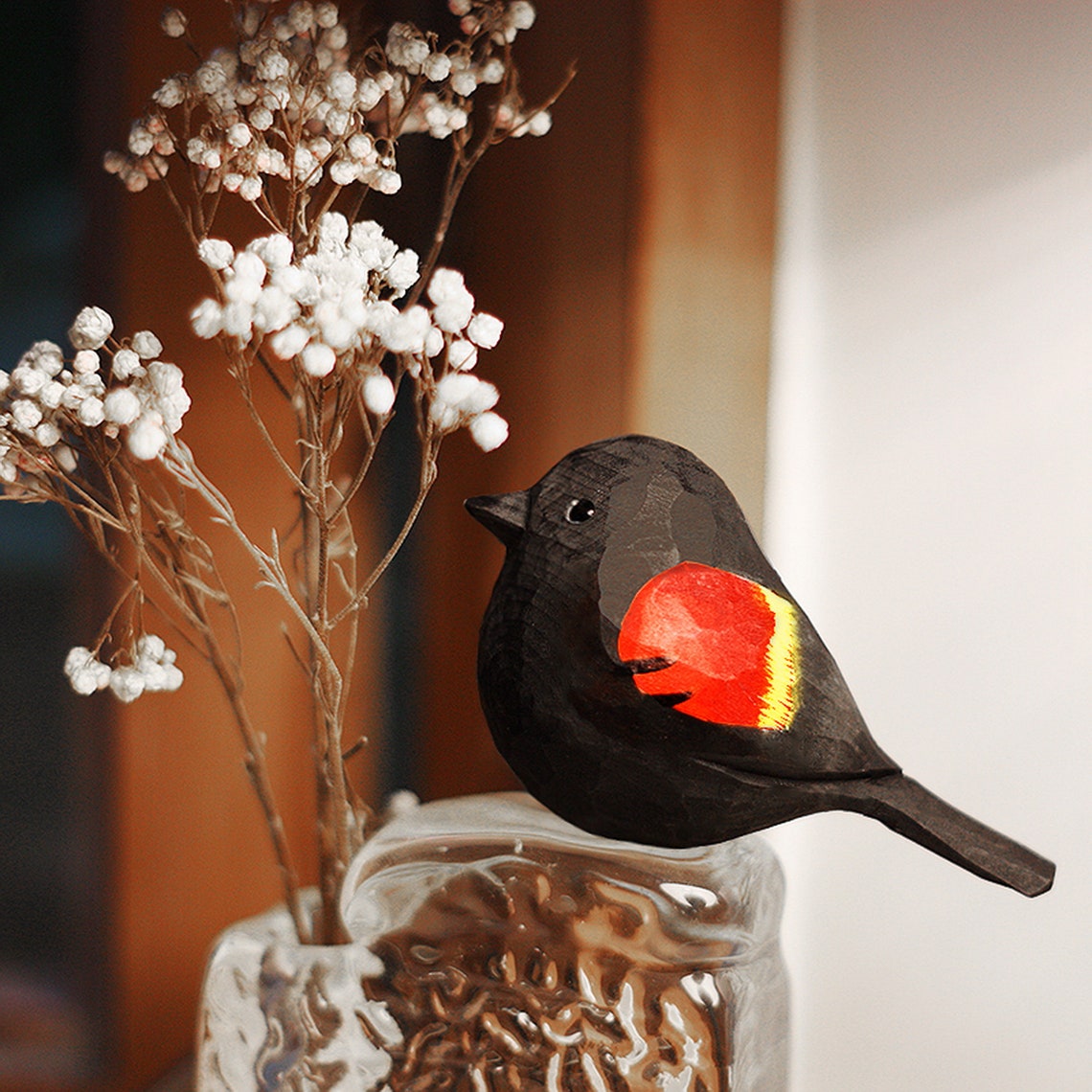 Robin Ornaments Painted Wooden Carved Wood Carving Animals Etsy