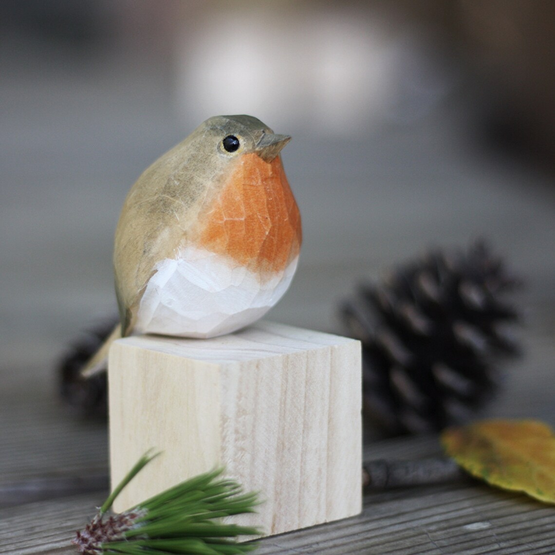 Handmade Robin Ornaments Painted Wooden Carved Wood - Etsy