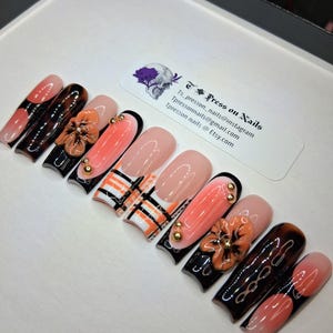 XL/XXL/3XL/duck/read item description! black/orange/trendy fall nails/3D flower/tortoise shell/autumn nails/press on nails/read FAQ area!