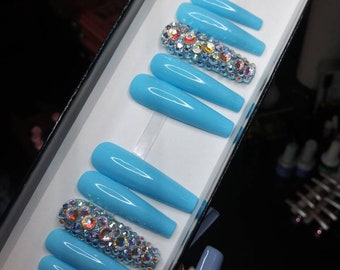 Baby Blue Nails Etsy Baby Blue Nails Etsy