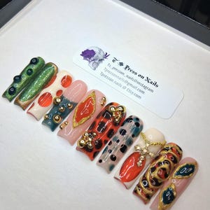 XL/XXL/3XL/duck/read item description! Earth tones/trendy nails/3Dnails/mix match/gold/tortoise shell/luxury/press on nails/read FAQ area!