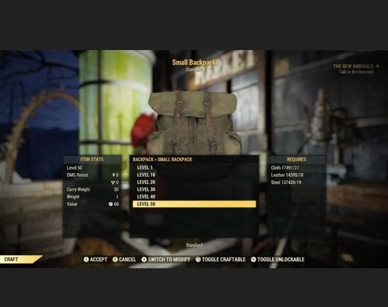 Fallout 76 Standard Backpack High Capacity Mod Plan Xbox - Etsy