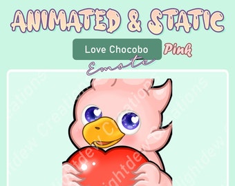 ANIMADO Love Pink Chocobo Emote / Twitch Emote / YouTube Emote / Discord Emote / Community Emote / Streamer Emote /