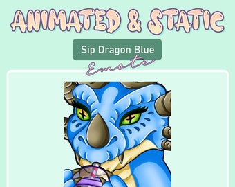 ANIMADO Y ESTÁTICO Blue Sip Dragon Emote / Twitch Emote / YouTube Emote / Discord Emote / Community Emote / Streamer Emote /