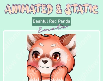 ANIMADO Bashful Red Panda Emote / Twitch Emote / YouTube Emote / Discord Emote / Community Emote / Streamer Emote /