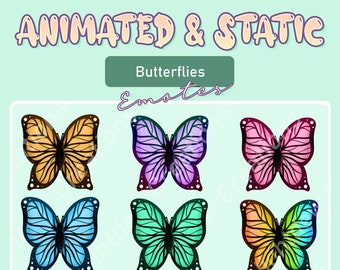 ANIMATED & STATIC Butterflies Emote Bundle / Twitch Emote / YouTube Emote / Discord Emote / Community Emote / Streamer Emote /