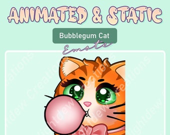 BUBBLEgum Cat Emote ANIMADO / Twitch Emote / YouTube Emote / Discord Emote / Community Emote / Streamer Emote /