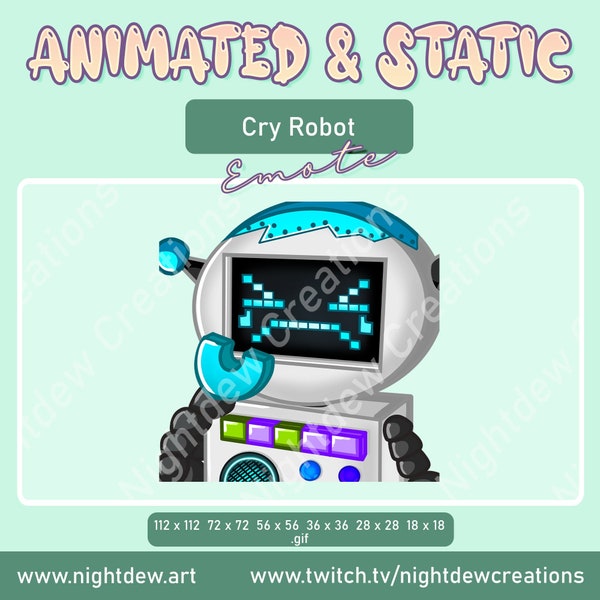 ANIMATED Cry Robot Emote | Twitch Emote | YouTube Emote | Discord Emote | Community Emote | Streamer Emote |