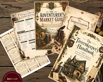 DM Prep Bundle Printable | DnD Dungeon Master Toolkit | Quest Cards Npc Generator | Tavern Market Guide | RPG DM Tools