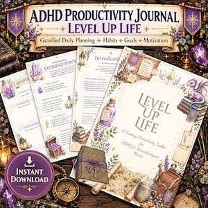 ADHD Productivity Journal | Fantasy RPG Planner Printable | Neurodivergent Workbook | Gamified Planner | ADHD Self Care Journal