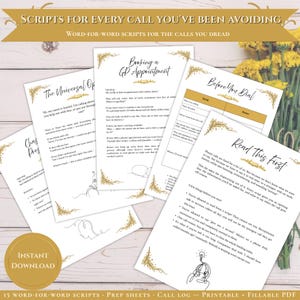 ADHD Phone Call Scripts Printable | Phone Anxiety Help | What To Say On The Phone PDF | Executive Dysfunction Aid | Neurodivergent Life