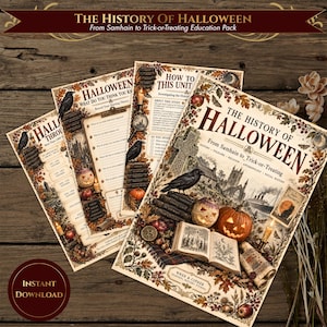 The History of Halloween Unit Study for Teens | Samhain, Folklore & Halloween History | Homeschool History Printable Workbook