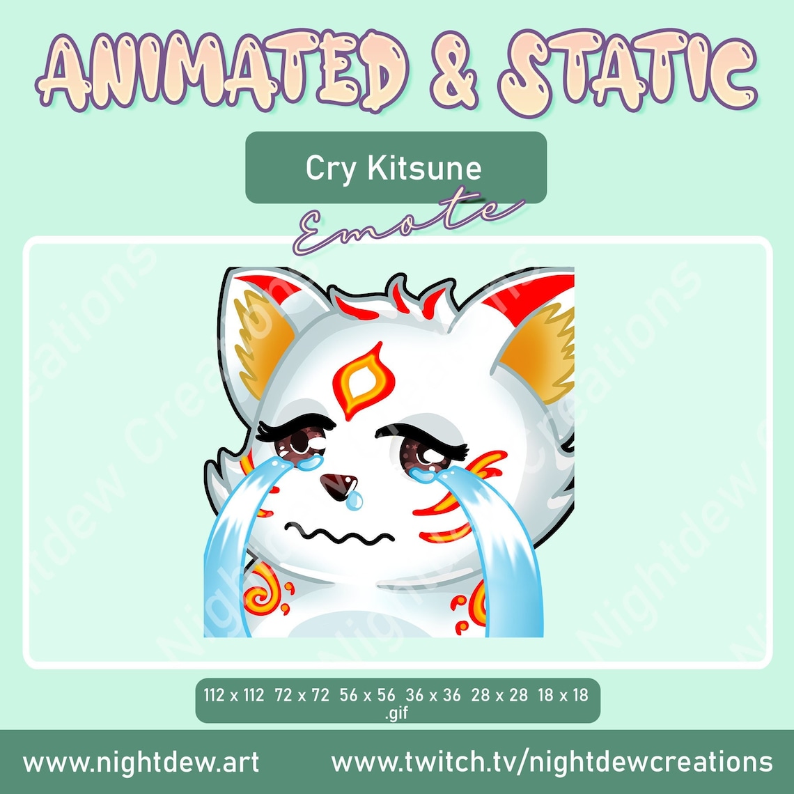 ANIMATED Cry Kitsune Emote Twitch Emote Youtube Emote Etsy Ireland