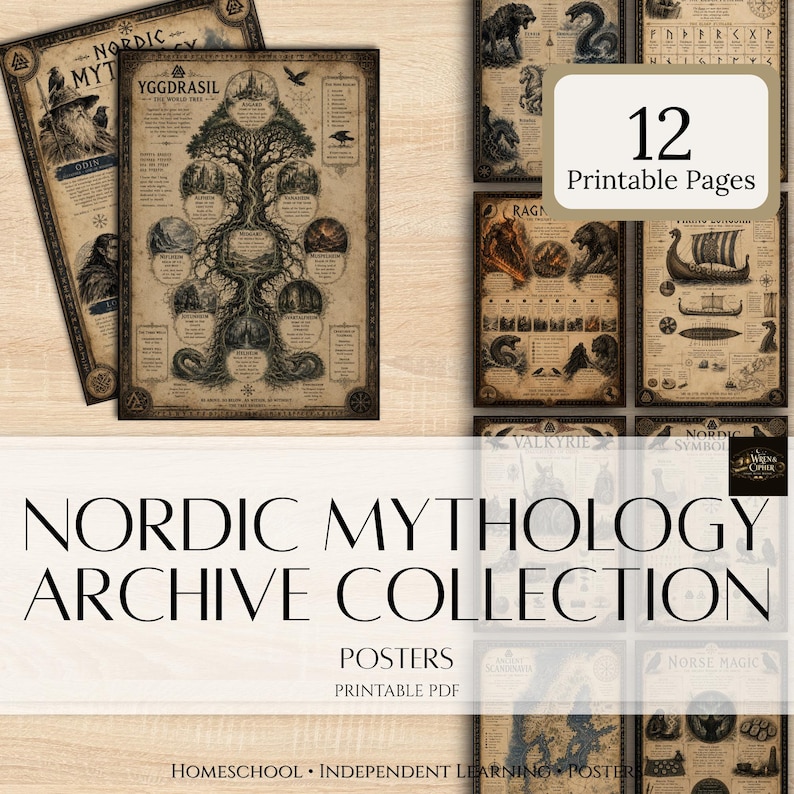 Nordic Mythology Posters | Dark Academia Norse Study Prints (digital ...